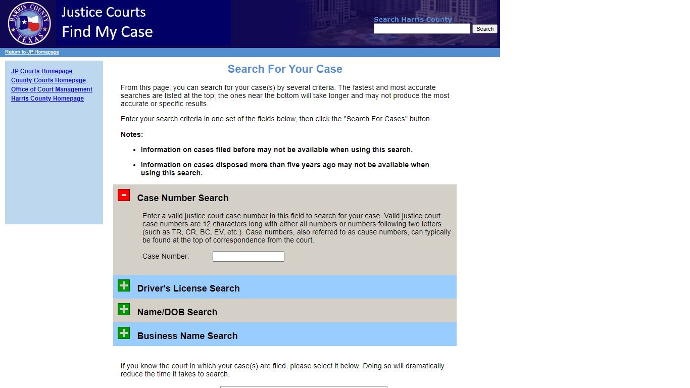 Harris County JP Public Access -- Welcome
